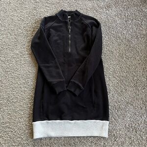 Athleta Black Gray Half Zip Sweater Dress Size Small Cozy Warm Athleisure